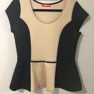 Two-Tone Peplum Blouse